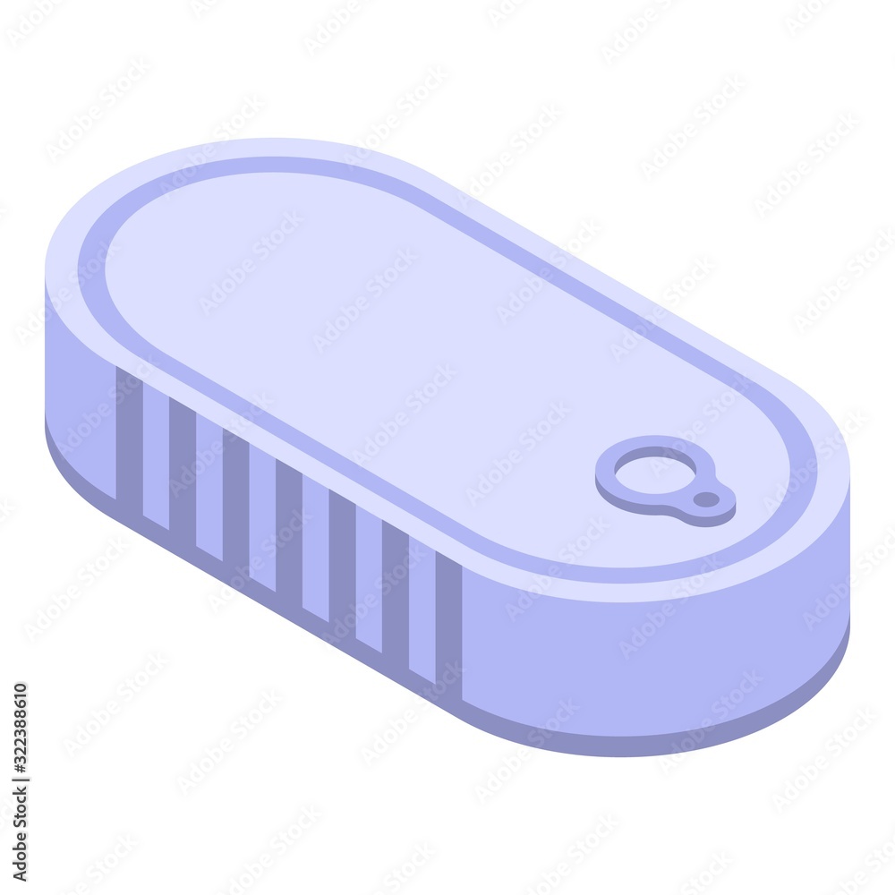 Poster fish tin can icon. isometric of fish tin can vector icon for web design isolated on white background