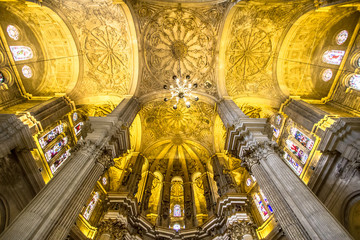 Fototapeta na wymiar Interior view of the Cathedral Malaga, Spain