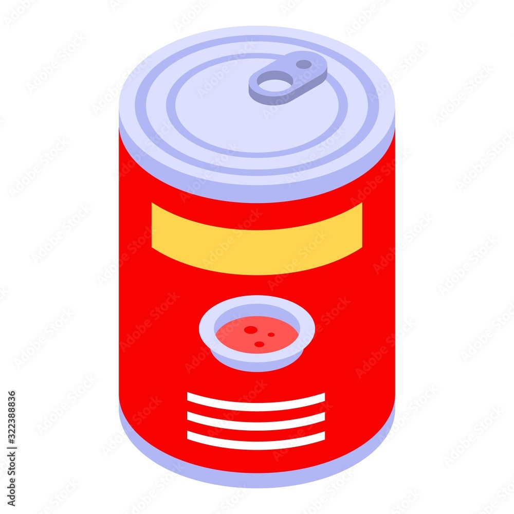 Poster tomato bean tin can icon. isometric of tomato bean tin can vector icon for web design isolated on wh
