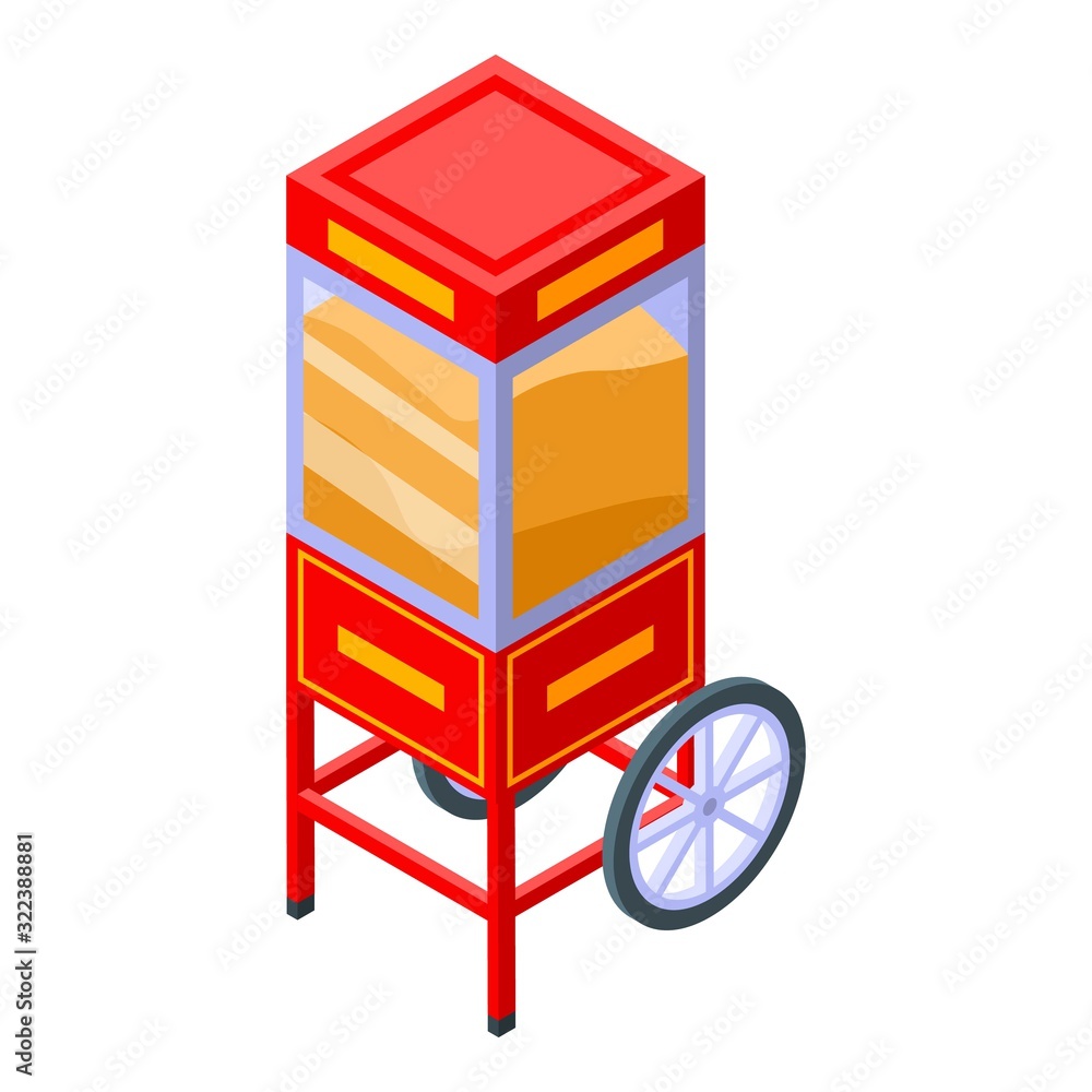 Aufkleber popcorn cart icon. isometric of popcorn cart vector icon for web design isolated on white background