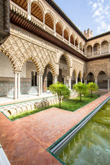 Fototapeta premium Patio de las Doncellas in Royal palace of Seville, Spain
