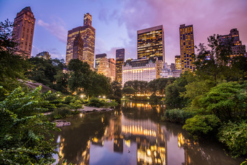amazing views of central park and mahattan at night, usa