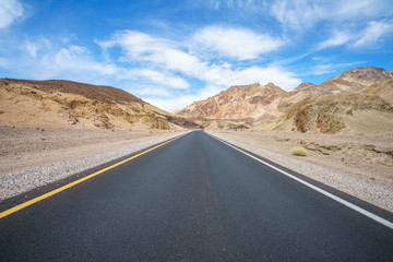 Fototapeta na wymiar on the road on artists drive in death valley national park, california, usa