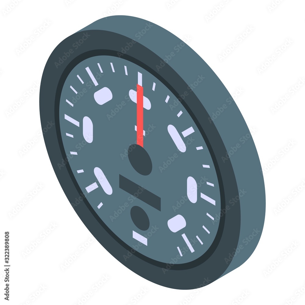 Fototapete Classic speedometer icon. Isometric of classic speedometer vector icon for web design isolated on white background