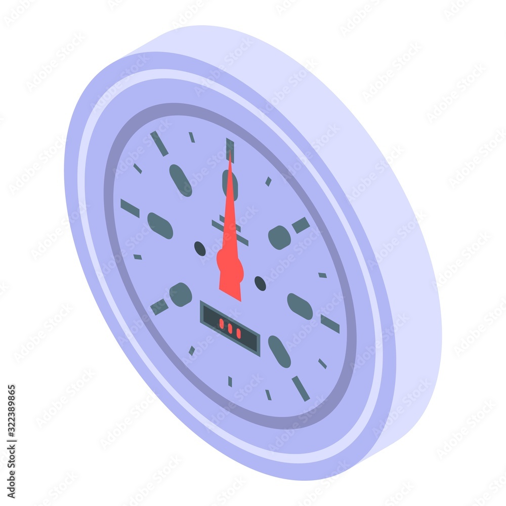 Poster racing speedometer icon. isometric of racing speedometer vector icon for web design isolated on whit