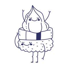 sushi with wasabi menu restaurant cartoon food cute line style
