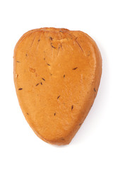 Home smoked rustic cheese, isolated on white background