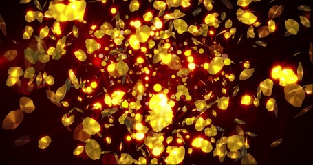 Golden foil petals background. Glittering falling confetti backdrop for event. Loop 4k - 322390619