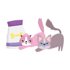 cartoon cats with package food feline pets