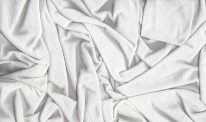 Wrinkled cotton background in white