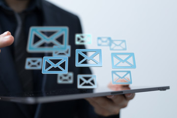 Hand with an email icon 3d