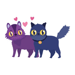 cute cats love hearts domestic feline cartoon pets