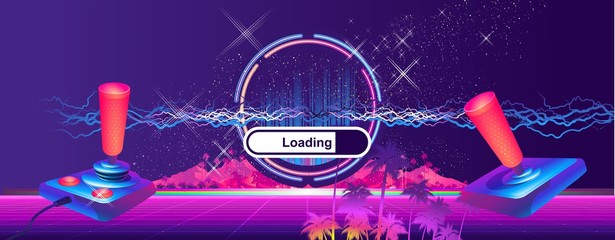 Futuristic horizontal banner retro joystick © marrishuanna