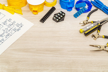 Kit spare parts and tools for electrical prepared before repair or setting, wizard is used for...