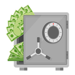 Money falls out of the ajar safe.