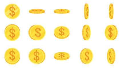 Sprite sheet of gold dollar coins rotation.