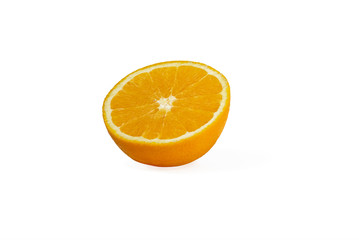 half of juicy sweet orange isolated on white background