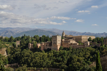 Fototapeta na wymiar Granada, Spain, September 09th: Alhambra skyline