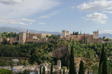 Obraz premium Granada, Spain, September 09th: Panoramic view of the Alhambra Palace at Granada City