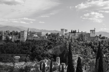 Granada, Spain, September 09th: Alhambra in black and white