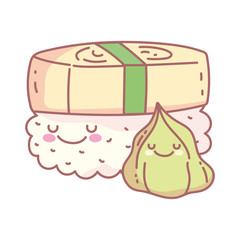 wasabi and sushi characters menu restaurant cartoon food cute