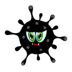 Cartoon symbol of virus, microbe, bacteria icon isolated on white background. evil character. Vector illustration