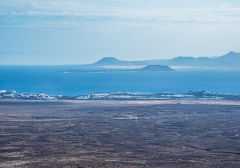 View of island Fuerteventura from Lanzarote, Canary Islands