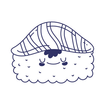 recommend clip art: sake nigiri sushi menu restaurant cartoon food cute line style