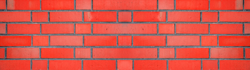 Fire red rustic brick wall texture banner panorama, colorful trend color 2020