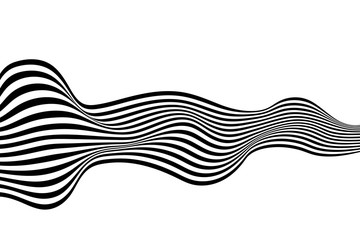 Abstract background with wavy, curved lines. Vector illustration of striped pattern with optical illusion