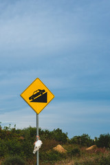 Traffic Highway Alert Sign Down hill 