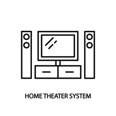 Home theatre system line icon. Concept for web banners and printed materials