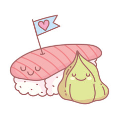 sushi and wasabi love menu restaurant cartoon food cute