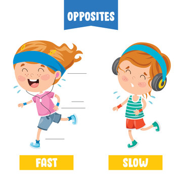 Opposite Adjectives With Cartoon Drawings