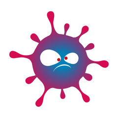 Cartoon virus symbol, microbe, bacteria icon on a white background. evil character. Vector illustration