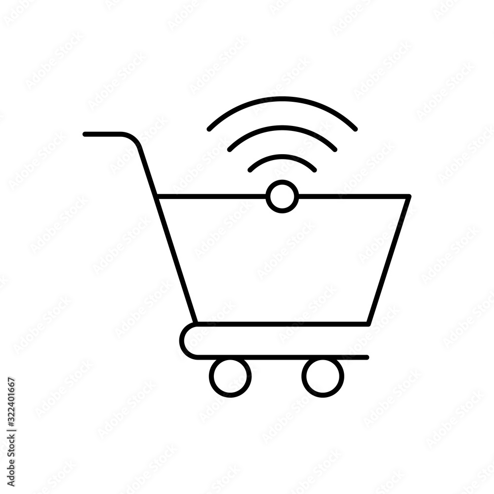 Poster shopping cart, wifi, seo icon. simple line, outline vector elements of commerce icons for ui and ux,