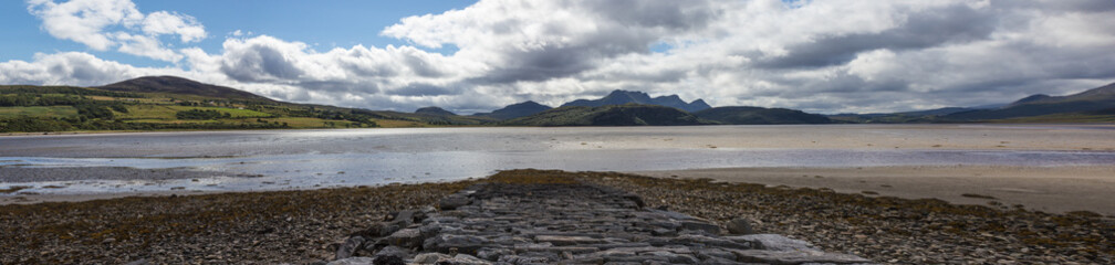 Beach panorama in the scottish highlands.