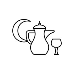 Islamic Ramadan table, carafe icon. Simple line, outline vector religion icons for ui and ux, website or mobile application