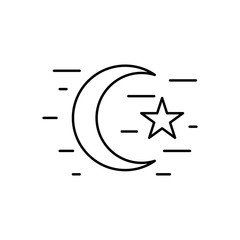 Star and crescent moon icon. Simple line, outline vector religion icons for ui and ux, website or mobile application