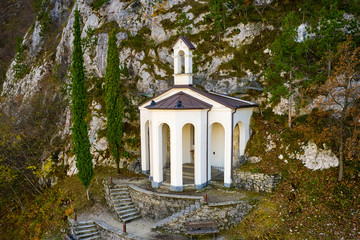Chapel from mount of  Riva del Garda, A small church located on the mountain near Riva del Garda,...