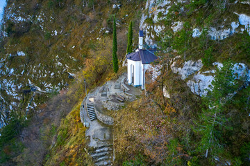 Chapel from mount of  Riva del Garda, A small church located on the mountain near Riva del Garda,...