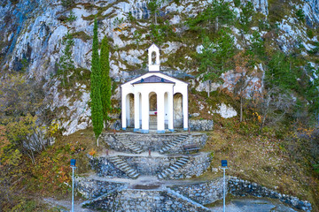 Chapel from mount of  Riva del Garda, A small church located on the mountain near Riva del Garda,...