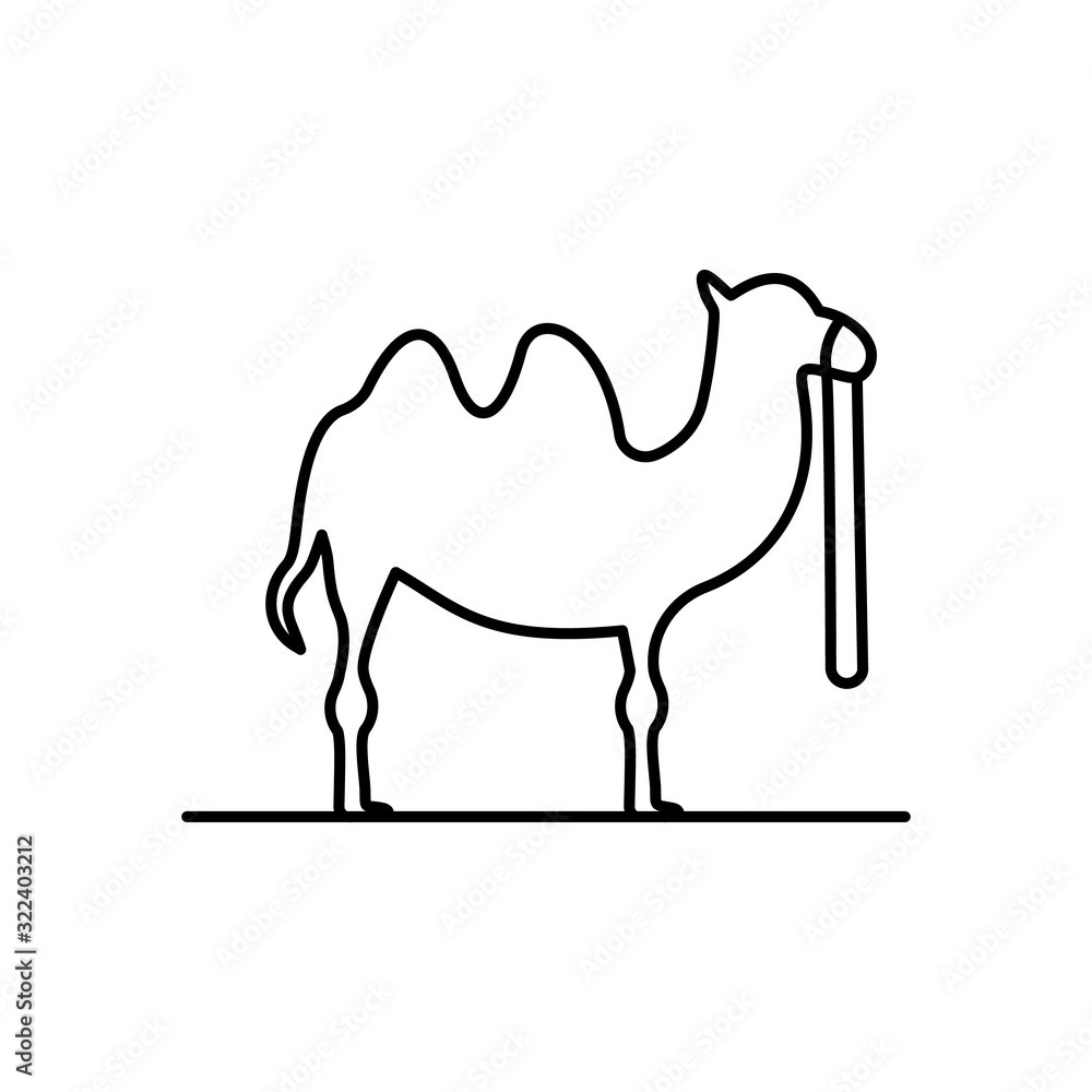 Poster camel facing left icon. simple line, outline vector religion icons for ui and ux, website or mobile 