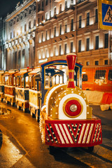 Street in Saint-Petersburg eith train