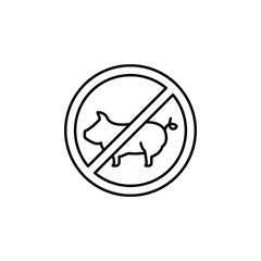 Forbidden foods, pig meat icon. Simple line, outline vector religion icons for ui and ux, website or mobile application