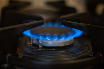 Blue flame of gas burner