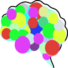 Isolated vector illustration. Colorful Human brain. Brain icon flat. Think idea concept. Brainstorm power thinking brain Logotype icon Logo. Neurology brain icon vector. Stylized brain icon or logo