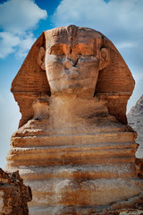 Sphinx and Giza Pyramids in Cairo