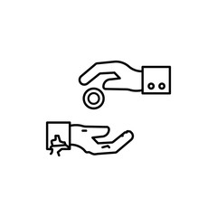 Charity, hand, money icon. Simple line, outline vector religion icons for ui and ux, website or mobile application