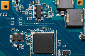 closeup of electronic circuit board